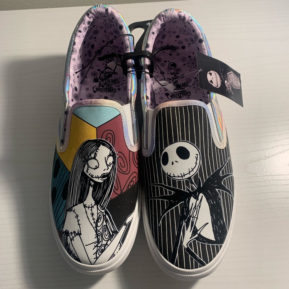 NEW Nightmare Before Christmas Jack and Sally Slip On Shoes Women’s Size: 10